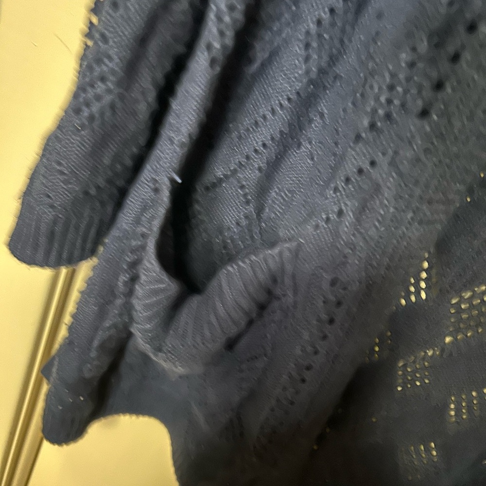 Market & Spruce Navy Open-Knit Cardigan - Picture 4 of 4